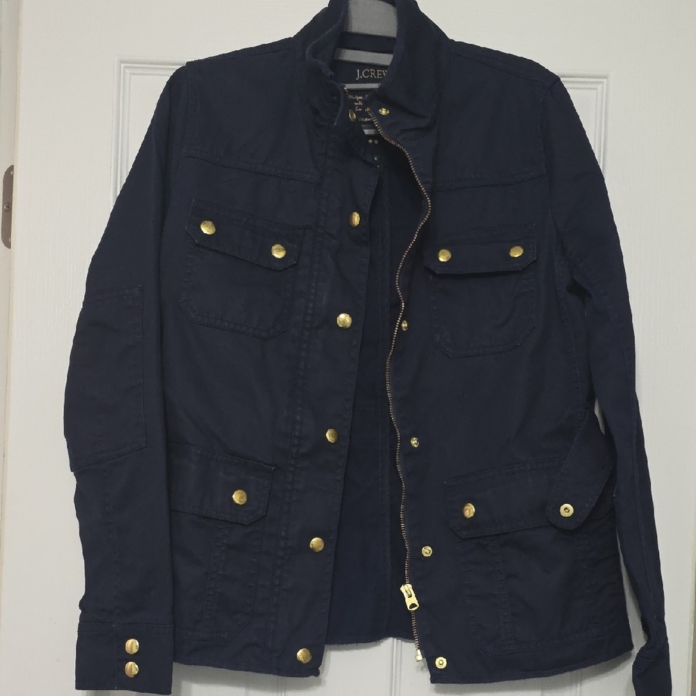 J. Crew Dark Blue Jacket with Gold Accents
